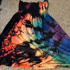 Colorful Tie-Dye smocked waist baby doll dress